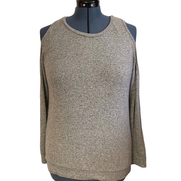 GREEN ENVELOPE LOS ANGELES Women's Size Large Top Open‎ Shoulders Grey Made USA - Picture 1 of 8